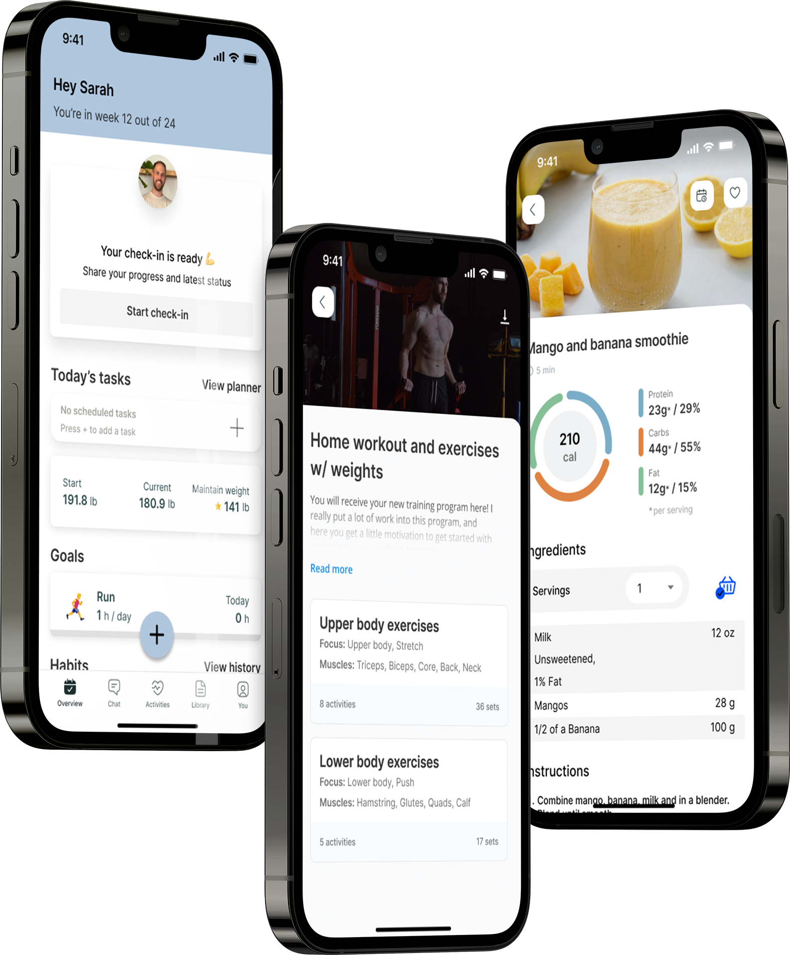 A mockup of the coaching app showcasing the features.